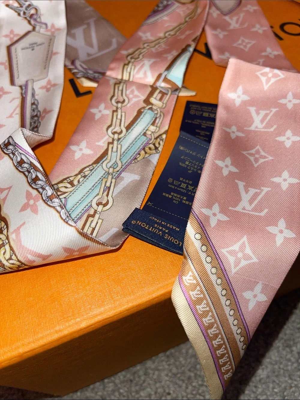 Louis Vuitton Pink and Pastel Twilly Scarf - Luxury Women’s Accessory
